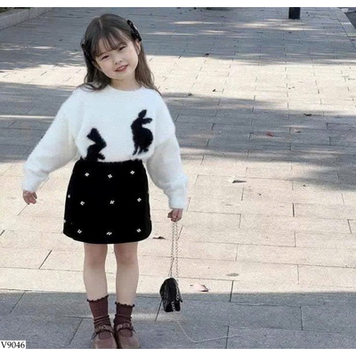 V9046 VÁY NHUNG CHO BÉ GÁI