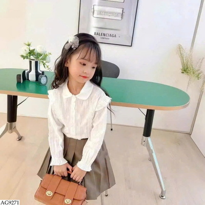 AG9271 BST ÁO SƠ MI TRẮNG CỔ BÈO