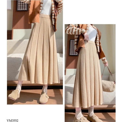VM3552 CHÂN VÁY DÀI XẾP LY DỆT GÂN