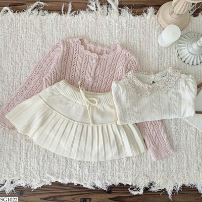 SG1022 SET ÁO CARDIGAN MIX CV LEN XẾP LY