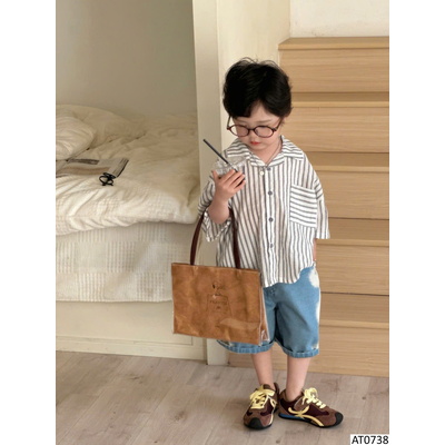 AT0738 ÁO SƠ MI KẺ CỘC TAY CHO BÉ
