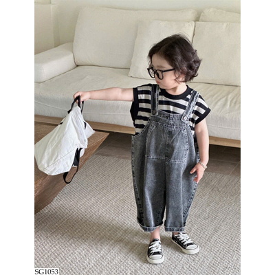 SG1053 SET ÁO KẺ MIX QUẦN YẾM JEAN