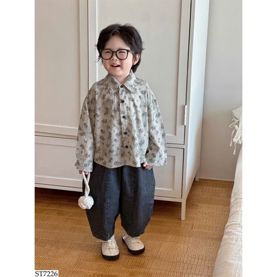 ST7226 SET ÁO SƠ MI HOA MIX QUẦN ỐNG RỘNG