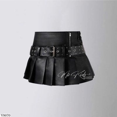 V9070 CV DA XẾP LY PHỐI THẮT LƯNG ĐÍNH ĐÁ BG