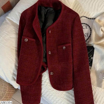 AM1354 ÁO KHOÁC DẠ TWEED ĐỎ