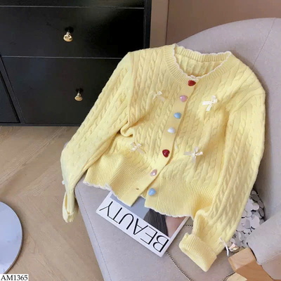 AM1365 ÁO CARDIGAN NƠ CÚC MÀU CHO NỮ