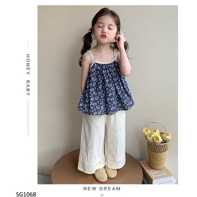 SG1068 SÉT ÁO HOA 2 DÂY MIX QUẦN SUÔNG