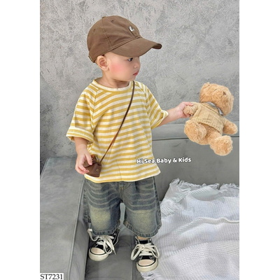 ST7231 SET ÁO PHÔNG KẺ MIX SHORT JEAN BT