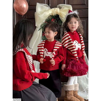 AD245 ÁO LEN NGỰA KÈM KHĂN CHO MẸ VÀ BÉ