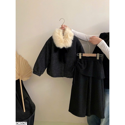 SG1067 SET ÁO CỔ LÔNG MIX QUẦN SUÔNG BG