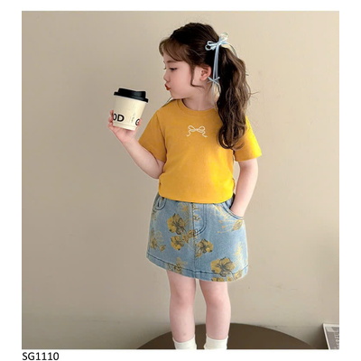 SG1110 SÉT ÁO VÀNG MIX CV JEANS HOA