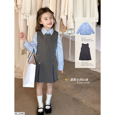 SG1090  SET ÁO SƠ MI MIX VÁY VEST AMBB