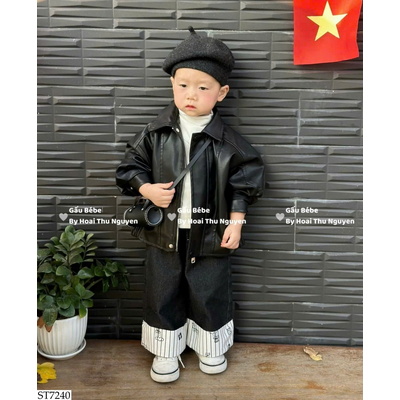 ST7240 SET ÁO KHOÁC DA MIX QUẦN JEAN BT