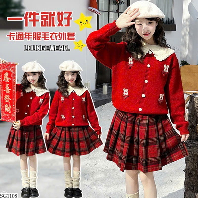 SG1108 SET ÁO LEN THỎ MIX CV KẺ BG