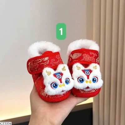 GT3334 GIÀY BÉ SƠ SINH LÓT LÔNG DIỆN TẾT