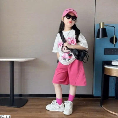 SG1111  SET ÁO LABUBU MIX SHORT HỒNG
