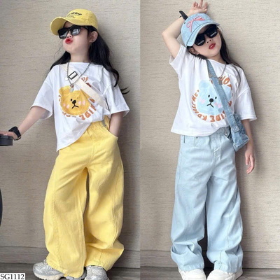 SG1112 SET ÁO PHÔNG GẤU MIX QUẦN SUÔNG