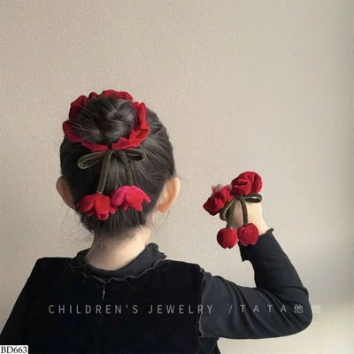 BD663 DÂY BUỘC TÓC NHUNG HOA CHO BÉ