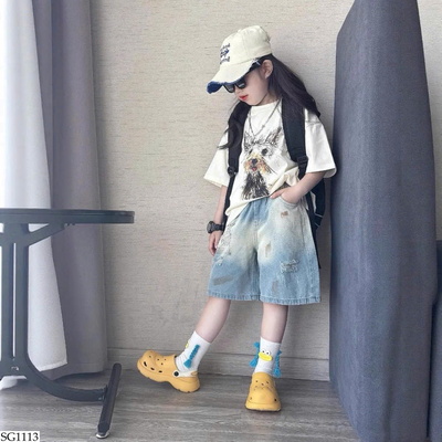 SG1113 SET ÁO PHÔNG CÚN MIX QUẦN SHORT JEAN