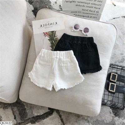 QG5122 QUẦN SHORT JEAN GẤU TUA RUA BG