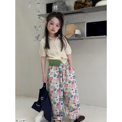 SG1149 SET ÁO POLO TRẮNG QUẦN HỌA TIẾT