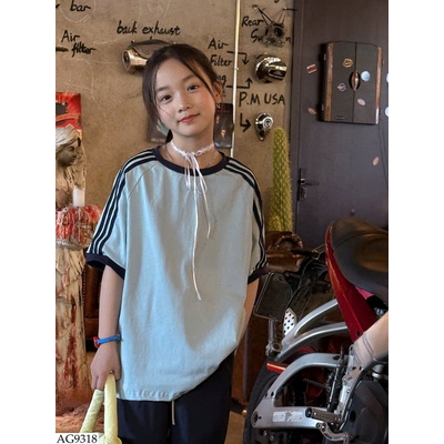 AG9318 ÁO THUN CỔ TRÒN SỌC VAI TCKIDS