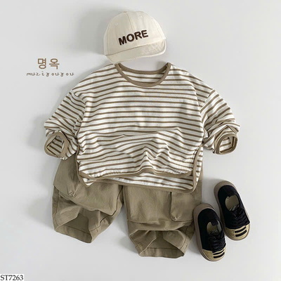 ST7263 SET ÁO KẺ MIX QUẦN SUÔNG BT