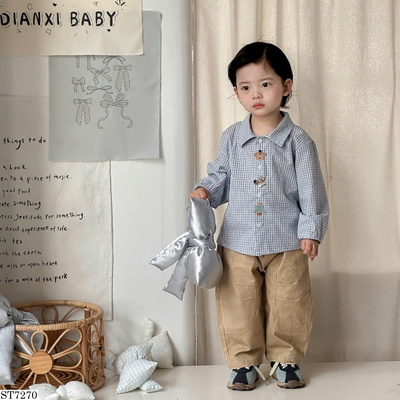 ST7270 SET ÁO SƠ MI KẺ CARO MIX QUẦN KAKI BT