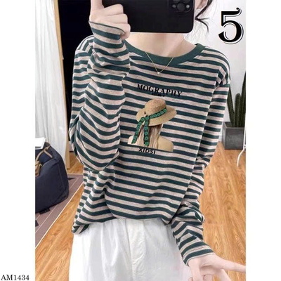 AM1434 ÁO THUN KẺ NGANG HỌA TIẾT NỮ