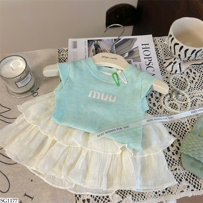 SG1177 SET ÁO MONTOGHI MIU XANH MIX CV TRẮNG