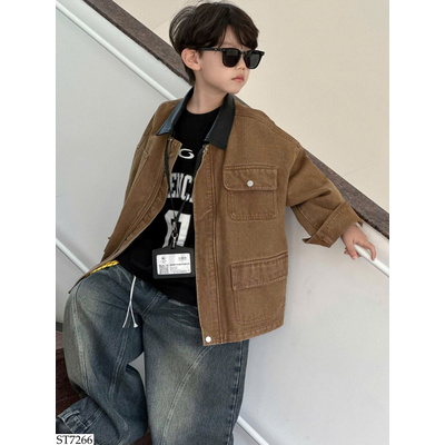 ST7266 SET ÁO KHOÁC NÂU MIX QUẦN JEAN SUÔNG