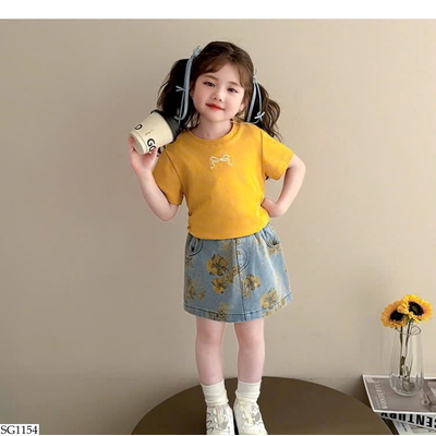 SG1154 SET ÁO NƠ MIX CV JEAN HOA BG