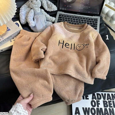 S2635 BỘ NGỦ LÔNG GẤU CUTE CHO BÉ