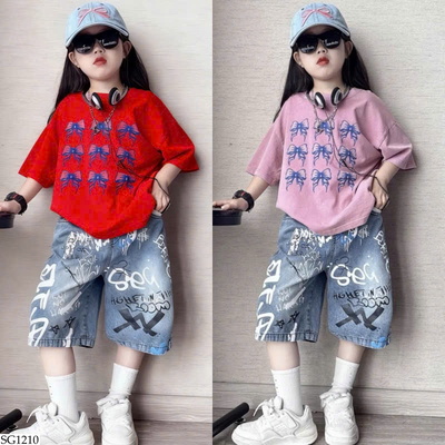 SG1210 ÁO PHÔNG NƠ PHỐI QUẦN SHORT CHO BG
