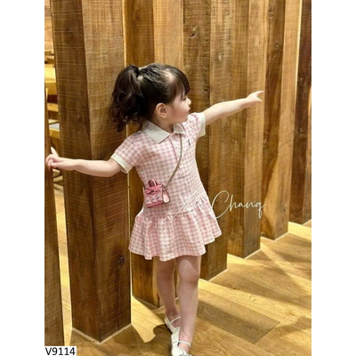 V9114 VÁY KẺ CARO CHO BÉ HÃNG NINGLI
