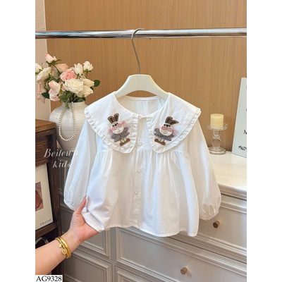 AG9328 ÁO SƠ MI CỔ BÚP BÊ HÌNH THỎ