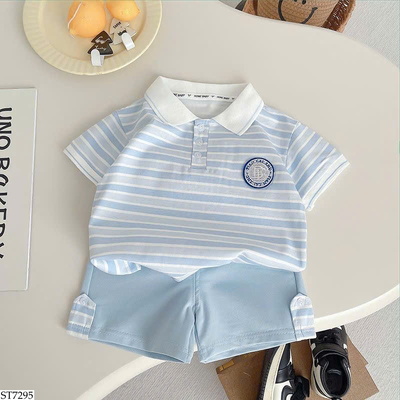 ST7295 SET POLO KẺ CHO BÉ TRAI