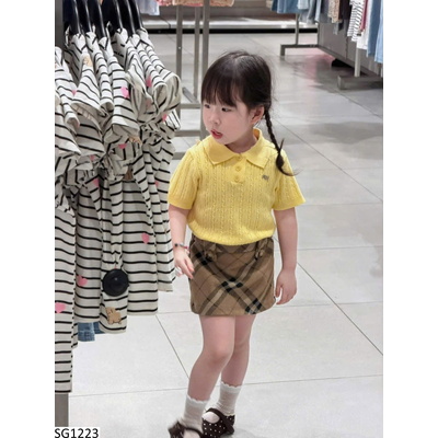 SG1223 SET ÁO POLO LEN MIX CHÂN VÁY CHO BÉ