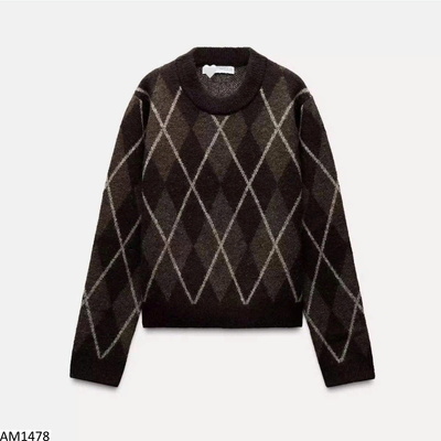 AM1478 ÁO LEN HỌA TIẾT KẺ TRÁM CHO NỮ