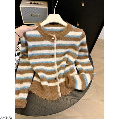 AM1472 ÁO CARDIGAN LEN KẺ NỮ