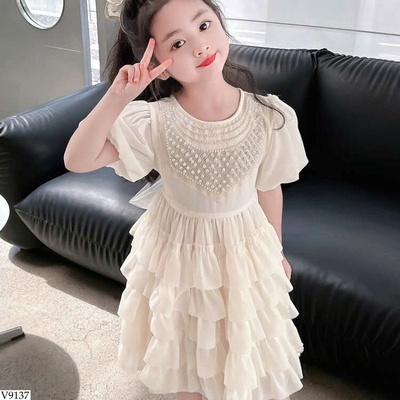 V9137 VÁY CÔNG CHÚA BÈO TẦNG BG