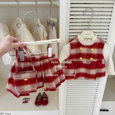 SG1244 SET ÁO SÁT NÁCH NƠ MIX CV KẺ CARO TBABY