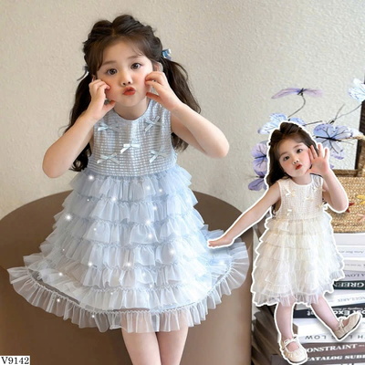 V9142 ĐẦM VOAN TẦNG BG