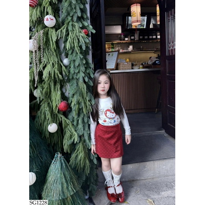 SG1228 SET ÁO KITTY  MIX CV CHẤM BI BG