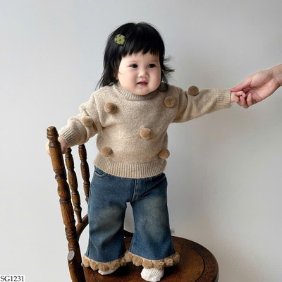 SG1231 SET ÁO LEN CỤC BÔNG MIX QUẦN JEAN