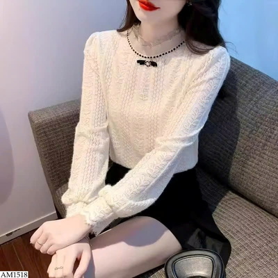 AM1518 ÁO PHỐI REN CỔ CAO KIỂU HÀN