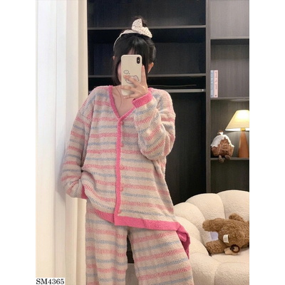 SM4365  SET ĐỒ NGỦ LEN LÔNG KẺ SỌC