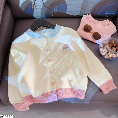 AG9350 ÁO LEN CARDIGAN BÉ GÁI PHỐI MÀU DỄ THƯƠNG