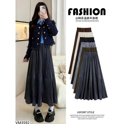 VM3592 CHÂN VÁY DÀI XẾP LY DÁNG SUÔNG