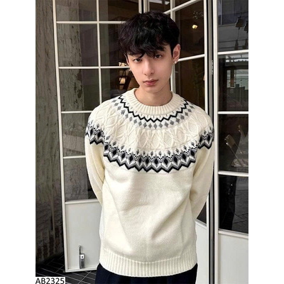 AB2325 ÁO LEN HỌA TIẾT CỔ TRÒN